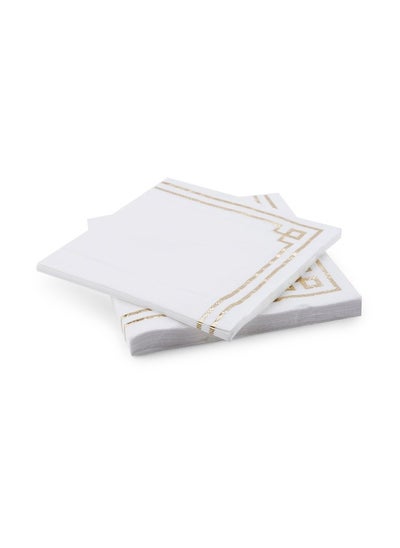 Buy Drew 30-Piece Foil Printed Napkin Set 33X33cm - Gold in UAE