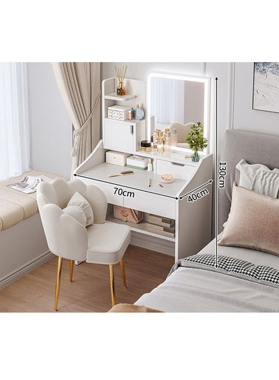 Buy Makeup Vanity Table Dressing Table Flip Mirror With Drawers And Chair in UAE