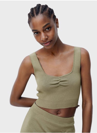 Buy Wide Strap Knitted Crop Top in Saudi Arabia