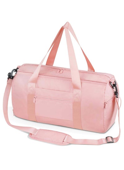 Buy Sports Gym Bag with Shoe Compartment and Wet Clothes Section, Waterproof Duffle Bag for Women and Men, Dry Wet Separation Sling Pack (Pink) in UAE