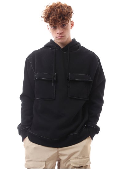 Buy Front Patched Pockets Black Winter Hoodie in Egypt