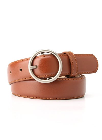 Buy Ladies Belt Of Casual Pu Leather Jeans With Round Button Decoration 105cm in UAE