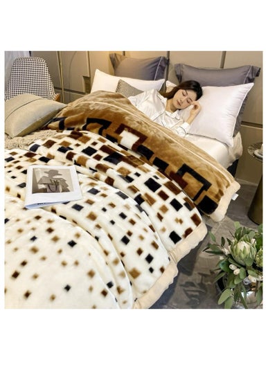 اشتري Double Layer Winter Thick Raschel Mink Weighted Microfiber Super King Size Blanket For Double Bed Soft Warm Heavy Fluffy Throw Blankets SS123 200 x 230 cm-Multicolour في الامارات