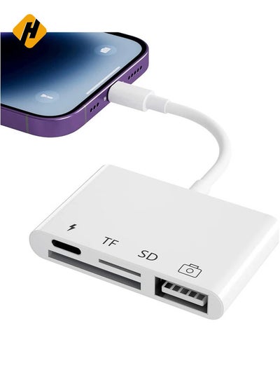 اشتري قارئ بطاقة SD لجهاز iPhone/iPad ، قارئ بطاقة iPhone SD ، 4 في 1 محول USB OTG لـ iPhone MicroSD/SD في الامارات