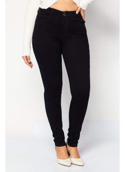 اشتري Women Skinny Fit Solid Jeans, Black في الامارات