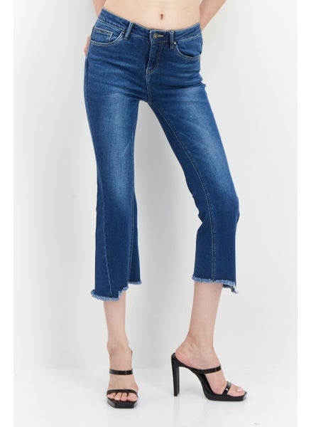 Buy Women Denim Fit Washed Stretchable Jeans, Blue in UAE