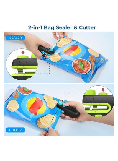 3Pack Mini Bag Sealer, Portable Heat Vacuum Sealers Plastic Sealer, Chip Bag Sealer, 2 in 1 Heat Seal and Cutter Mini Food Sealer for Plastic Bags