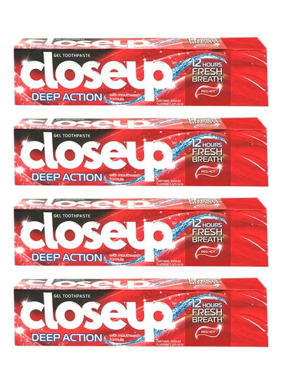 Buy Pack Of 4 Deep Action Toothpaste Hot Red 123ml in Saudi Arabia