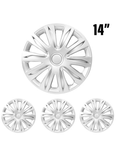 Buy Wheel Cover Kit PISTOL 14 Inch Hubcaps Set of 4PC Automotive Wheel Cap with Universal Fit - Pistol Silver Colour High Quality in Saudi Arabia