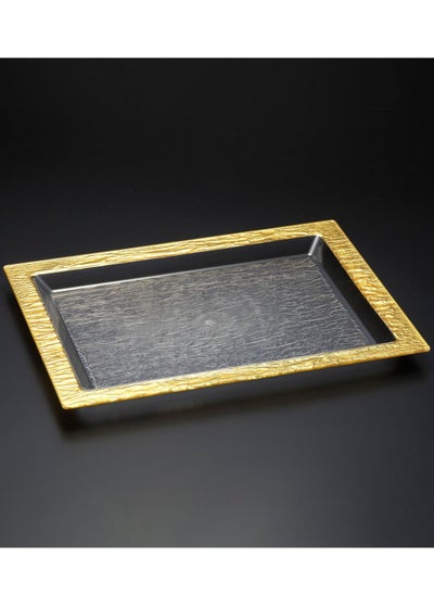 Buy Acrylic Serving Tray Bark Gold 56 cm in UAE