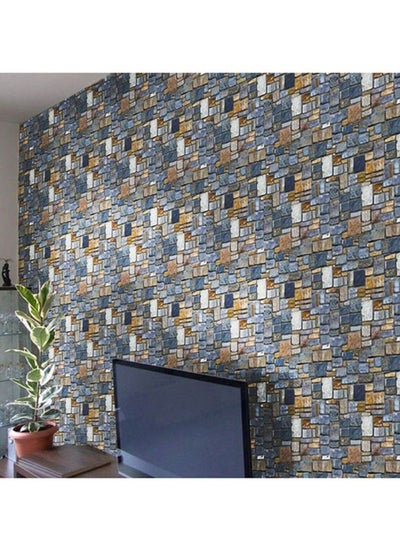 Buy Background Wallpaper Self-Adhesive Brick Stone Wall Sticker 45x100cm in Saudi Arabia