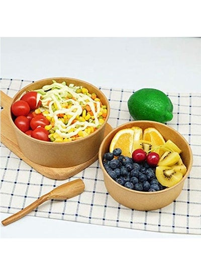 Buy Kraft Salad Bowl 1090ml With Lid Bio Disposable Bowl Brown 10 Pieces in UAE