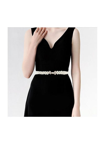 Buy High Quality Pearl Belt Elastic Pearl Belt for Women Rhinestone Crystal Sashes Wedding Bridal Belt Dress Girl Waist Chain in UAE