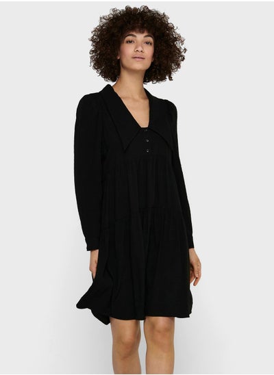 Buy Pleated Puff Sleeve Dress in Saudi Arabia