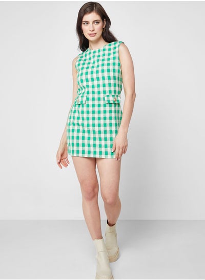 Buy Checked Pocket Detail Dress in UAE