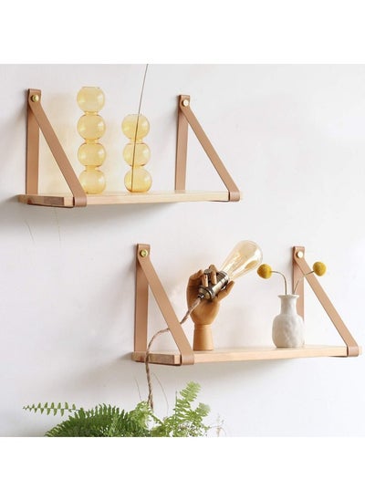 Buy PU Biege Leather Strap Wall Floating Shelf  Biege in Egypt