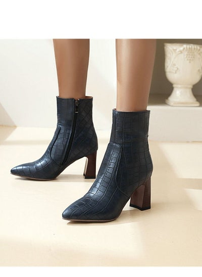 Buy Pointy Ankle Boots For Ladies Blue in Saudi Arabia