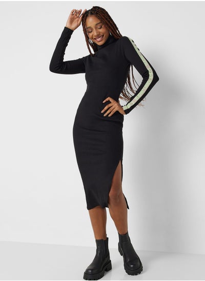 Buy Turtle Neck Ribbed Dress in Saudi Arabia