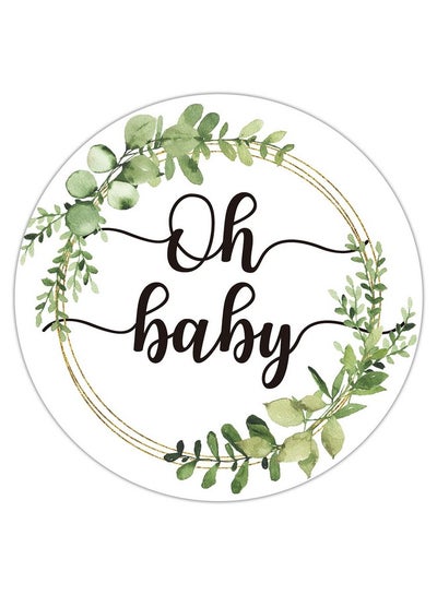 Buy 50 Greenery Wreath Oh Baby Gender Neutral Stickers Baby Shower Favors Stickers Thank You Labels For Baby Shower 2 Inch. in UAE