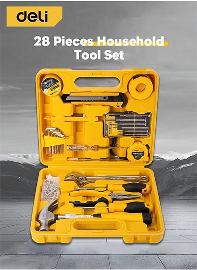 Buy 28-Piece Household Tool Kit Yellow Slotted Screwdriver Knife Pliers Hex Wrench for Appliance Repair in Saudi Arabia