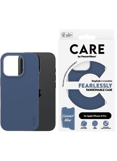 اشتري CARE by PanzerGlass® Phone Case for Apple iPhone 16 Pro Blue Slim Design, Fashion Elegant Look, Enhanced Camera Protection, Recycled Materials, Seamless MagSafe Compatibility في الامارات