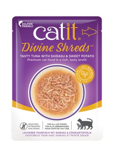 Buy Catit Divine Shreds Tuna with Shirasu  Sweet Potato 18pcs in UAE