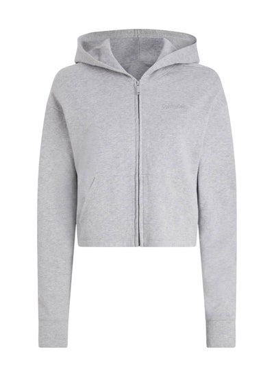 Buy Women's Lounge Zip Up Hoodie - Modern Terry, Grey - Cotton in Saudi Arabia