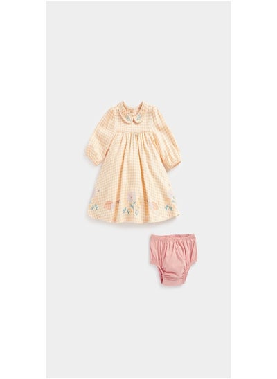 Buy Gingham Woven Dress and Knickers Set in UAE