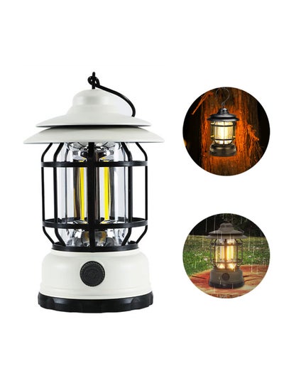 Buy Retro Camping Lantern,Portable Camping Light Rechargeable,IPX4 Waterproof Camping Lamp,Hanging Dimmable COB Brightness Tent Light for Outdoor Hiking Garden Fishing Emergency in UAE