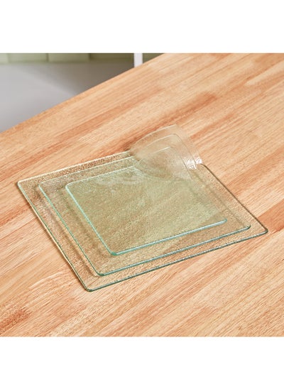 اشتري Destan 3-Piece Fold Detail Glass Tray Set 26 x 1 x 26 cm في الامارات