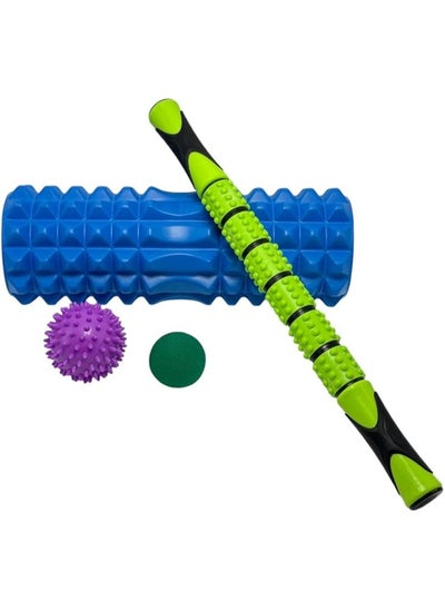 Buy SportQ® 5 in 1 Foam Roller Set with Muscle Roller Stick and Massage Balls for Physical Therapy, Muscle Pain Relief, Speed Exercise, Balance in Egypt