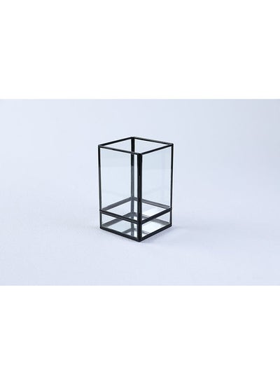 Buy Beacon Square Lantern 10x10x16Cm Black/Clear in UAE