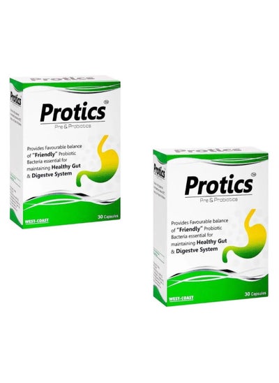 Buy Protics Pre-Probiotics - Gut Health Support - 30 Capsules,  Pack of 2 in UAE