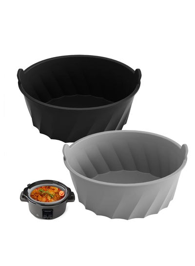 Buy 2PCS Food Grade Silicone Slow Cooker Liners,  6-7 Qt Safer Reusable Crockpots Liner Oval Crock Pot Liners Reusable Oval Slow Cooker Silicone Liners for Slow Cookers Crock Pots (Black & Gray) in UAE