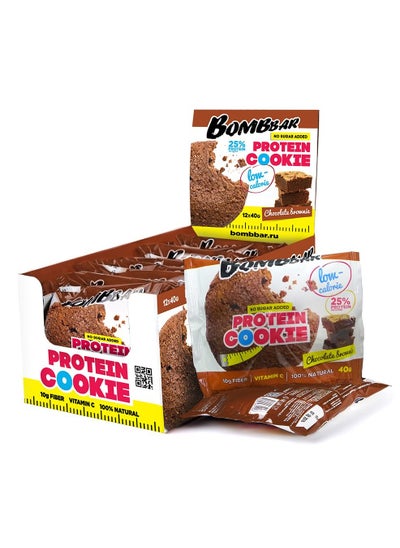 اشتري Bombbar Low Calorie Protein Cookies Chocolate Brownie 40g 12pcs في الامارات