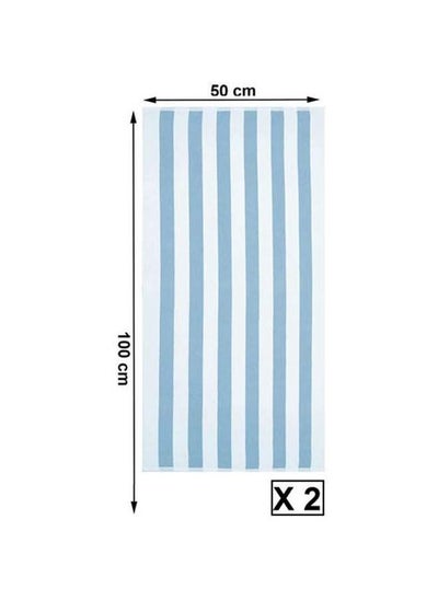 Buy Signoola 2 Kids Beach towels 50 x 100 cm Light Blue Stripes, 100% cotton. in Egypt