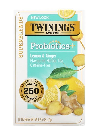 Buy Probiotics Plus Herbal Tea Lemon & Ginger Caffeine-Free 18 Tea Bags 0.95 oz (27 g) in UAE