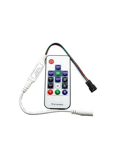 Buy Two RGB LED controllers, DC 5-24V, with 14-key RF wireless remote control and dimming function for WS2811 WS2812 LED strip lights with 30 types of lighting effects from Azimum in Egypt