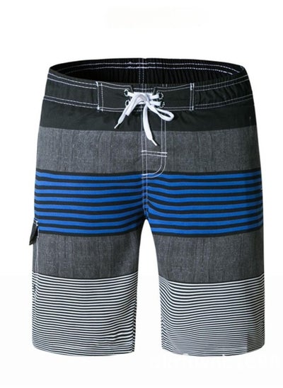 اشتري Men's Striped Beach Shorts Gery/Blue في الامارات