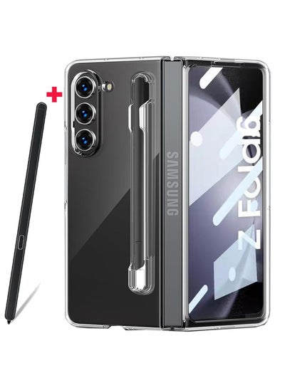 Buy Compatible with Samsung Galaxy Z Fold 6 Phone Case with Pen Holder and Pen, Built-in Screen Protector, Anti-yellowing Full Protection Phone Case for Z Fold 6 [Non-Original Pen] (Clear) in Saudi Arabia