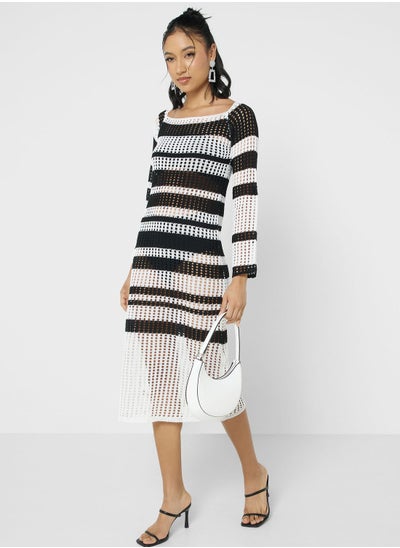 Buy Crotchet Stripe Maxi Dress in Saudi Arabia