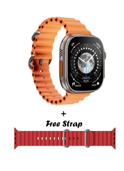 اشتري X8  Ultra Max Series (2023) Smart Watch 2.2 Inch 49mm IPS display NFC Bluetooth V5 Call Waterproof IP67 Wireless Charger (Orange Strap)+ 1 free strap في مصر