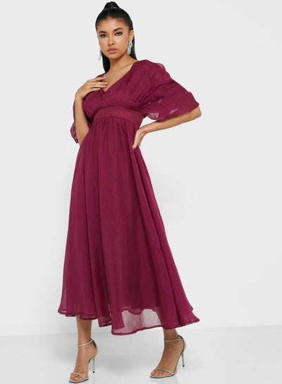 Buy Plunge Neck Fit and Flare Dress in Saudi Arabia