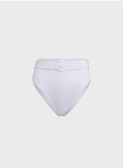 Buy Rib Ring Belted High Waist Bikini Bottom in Saudi Arabia