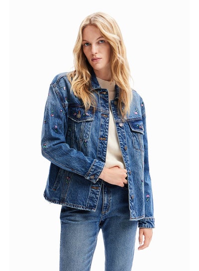اشتري Flower jean trucker jacket في مصر