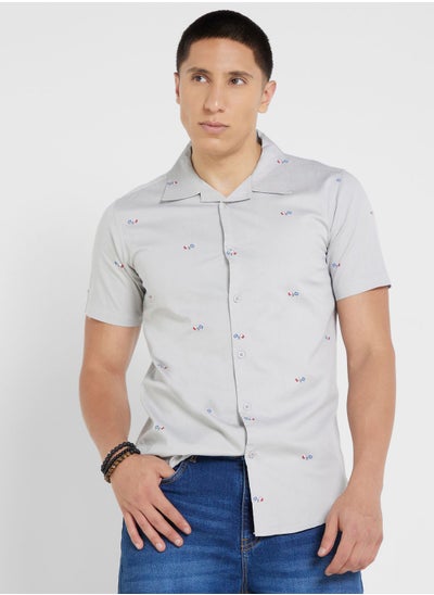 Buy Pure Cotton Printed Casual Shirt With Half Sleeve And Resort Collar in Saudi Arabia