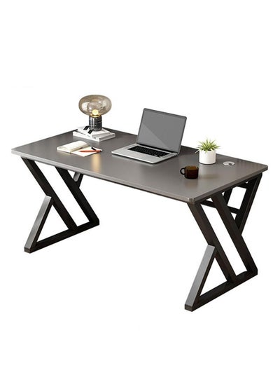 Buy Computer Desk with Metal Frame for Home Office Grey（100*60*75cm） in UAE