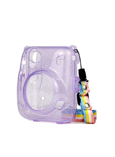 Buy Protective Crystal Case Compatible with Fujifilm Instax Mini 11 Instant Film Camera Hard Clear PVC Cover with Cute Adjustable Should Strap Glitter Purple in UAE