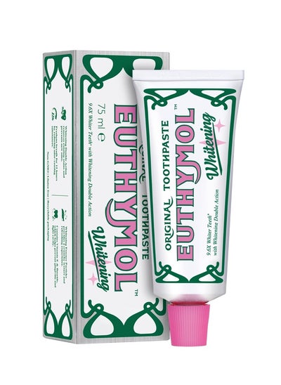 اشتري Euthymol Whitening Toothpaste 75ml, Contains Fluoride Vitamin E, Non-GMO Gluten Free, Plaque Removal Cavity Protection Antibacterial, White Clean Teeth, Freshens Breath Refreshing Dental Care في الامارات