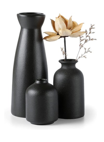 Buy Heifgott Black Ceramic vase Set-3 Small Flower vases for Decor,Modern Home Decor, Vases for Decor,Pampas Grass Vase,Dried Flowers Vases,Living Room,Table Shelf, Centerpieces Decoration in Saudi Arabia